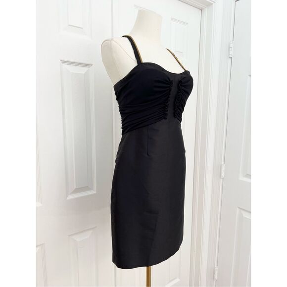 Proenza Schouler Black Wool Silk Blend Structured Mini Dress Full Back Zipper 2 - Picture 2 of 7